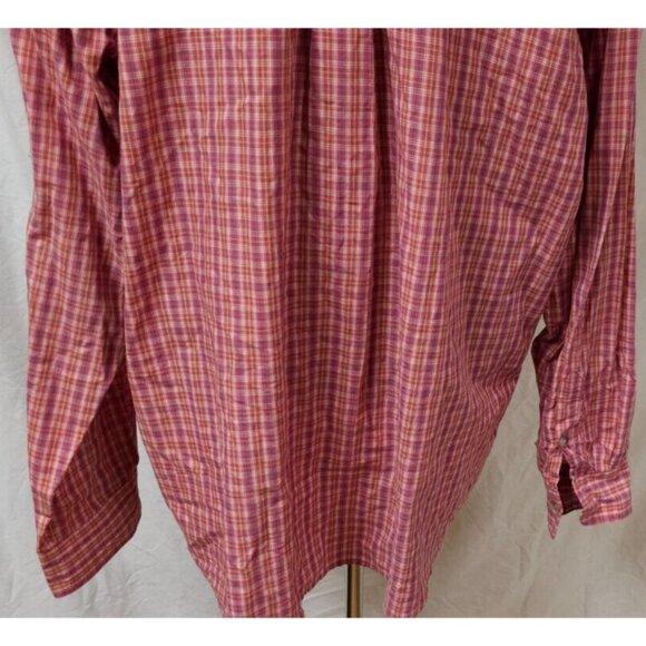 Wrangler Riata Mens XXL Red Mauve Plaid Long Sleeve Button Down Western Shirt - Picture 10 of 11